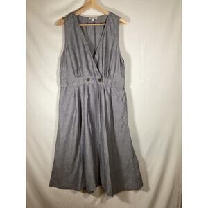 Madewell Linen Button Waist Wrap Midi Sun Dress Sleeveless Size 16 MSRP $128